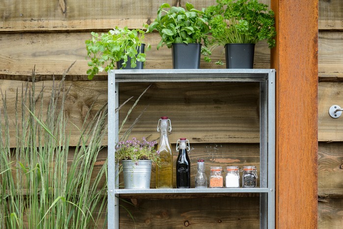 Shelving for herbs and seasoning. Getty Images
