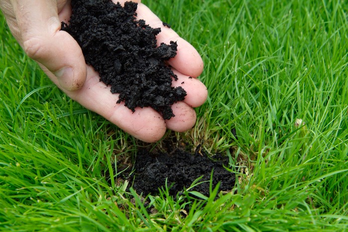Filling in with compost