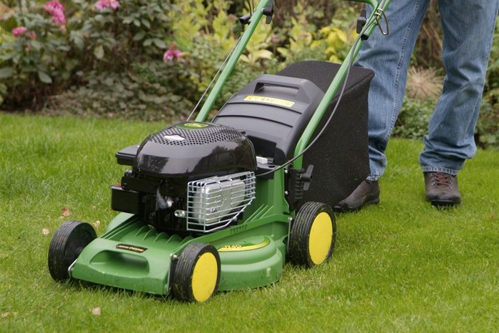 Mower with a rear roller
