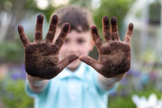 Boy with dirty hands
