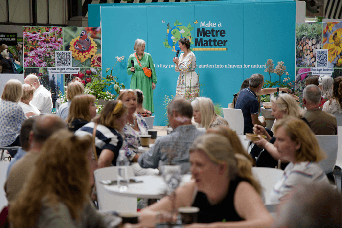 frances tophill in the subscriber lounge at bbc gardeners' world live